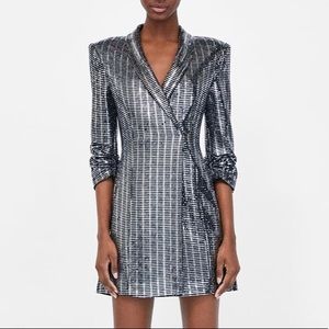 Zara Metallic Blazer Dress